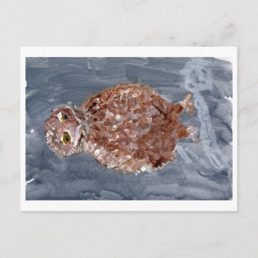 灰色の背景はがき付き小型フクロウ ポストカード (正面)