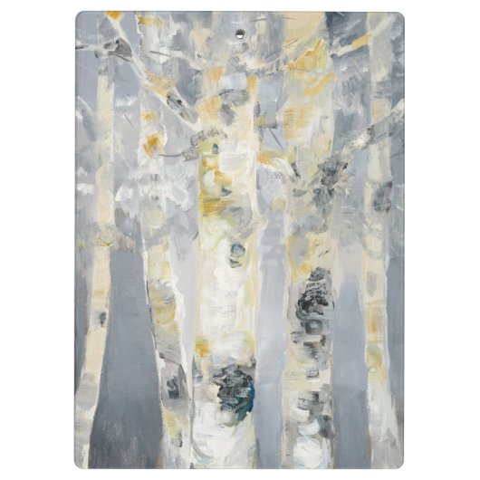 灰色の背景6の樺の木 クリップボード (裏面)
