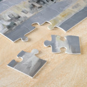 灰色の背景6の樺の木 ジグソーパズル (側面)