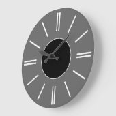 灰色の背景(黒)中央の白い線のクロック ラージ壁時計 (傾斜)