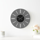 灰色の背景(黒)中央の白い線のクロック ラージ壁時計 (ホーム)