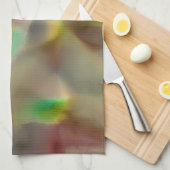 灰色の色合いに赤とライムグリーンのガラスの外観 キッチンタオル (四つ折り)