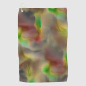 灰色の色合いに赤とライムグリーンのガラスの外観 ゴルフタオル (正面)