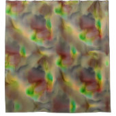 灰色の色合いに赤とライムグリーンのガラスの外観 シャワーカーテン (正面)