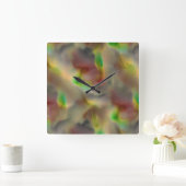 灰色の色合いに赤とライムグリーンのガラスの外観 スクエア壁時計 (ホーム)