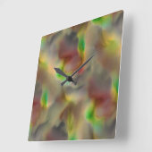 灰色の色合いに赤とライムグリーンのガラスの外観 スクエア壁時計 (傾斜)