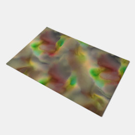 灰色の色合いに赤とライムグリーンのガラスの外観 ドアマット