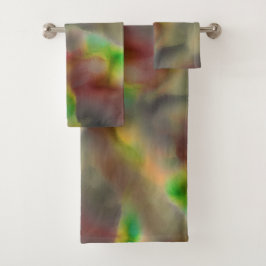 灰色の色合いに赤とライムグリーンのガラスの外観 バスタオルセット