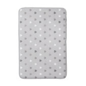 灰色の色合いの小さなポルカハート バスマット (正面縦)