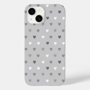 灰色の色合いの小さなポルカハート Case-Mate iPhone 14ケース