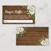 灰色の花のシックなベビーシャワーのおむつのラッフルのチケット エンクロージャーカード (正面/裏面)