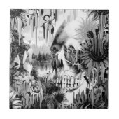 灰色の花のスカルを溶かす5月のシャワー タイル (正面)