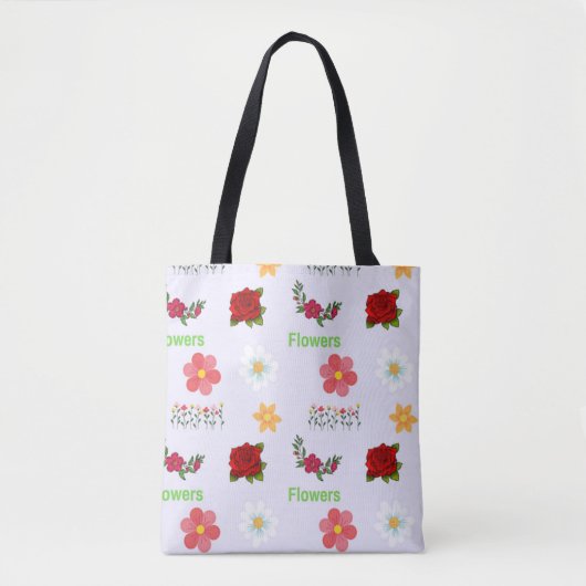 灰色の花模様 トートバッグ (正面)