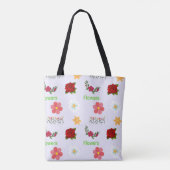 灰色の花模様 トートバッグ (裏面)