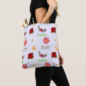 灰色の花模様 トートバッグ (クローズアップ)