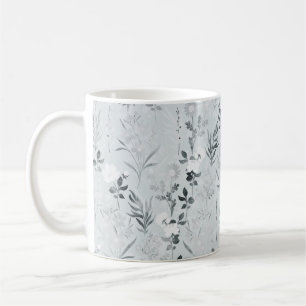 灰色の花絵画の植物学 コーヒーマグカップ