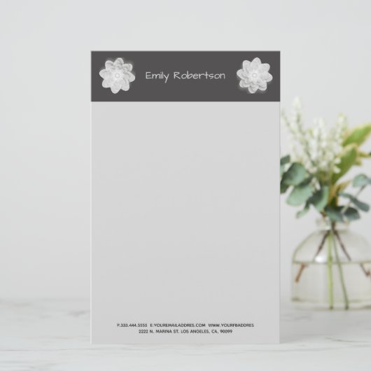 灰色の花 便箋 (スタンド正面)