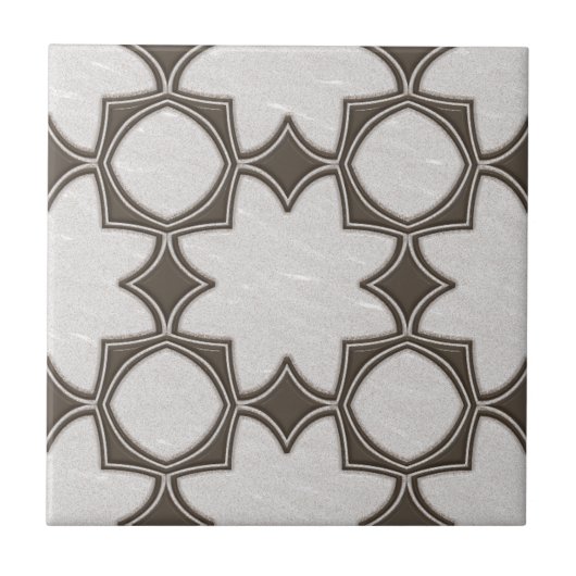 灰色の茶色のオフ白の折衷的な民族モザイクアート タイル (正面)