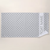 灰色の茶色の幾何学円のパターンカスタム ビーチタオル (正面)