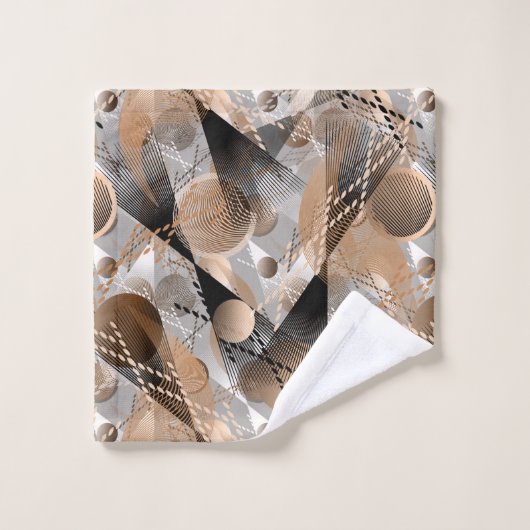 灰色の茶色の抽象化。 バスタオルセット (ウォッシュタオル)