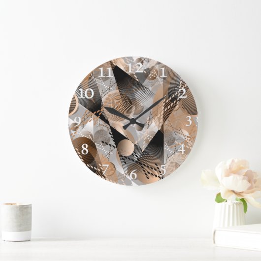 灰色の茶色の抽象化。 ラージ壁時計 (ホーム)