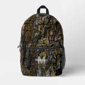 灰色の茶色の木の樹皮カスタムモノグラム名イニシャル プリントバックパック (正面)