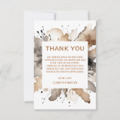 灰色の茶色の水色の秋結婚の サンキューカード (正面)