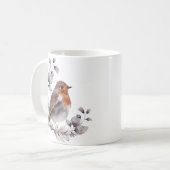 灰色の茶色の水色ロビンバードコーヒーマグ コーヒーマグカップ (正面左)