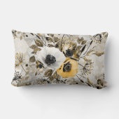 灰色の茶色の背景に白い黄色のアネモネ。 ランバークッション (裏面)