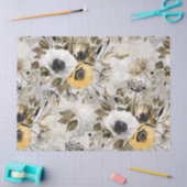 灰色の茶色の背景に白い黄色のアネモネ。 薄葉紙 (クラフト)