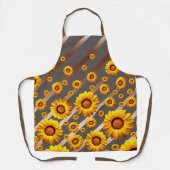灰色の茶色の花に美しい黄色のストライプ花 エプロン (正面)