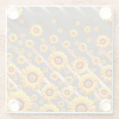 灰色の茶色の花に美しい黄色のストライプ花 ガラスコースター (裏面)