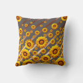 灰色の茶色の花に美しい黄色のストライプ花 クッション (裏面)