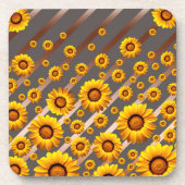 灰色の茶色の花に美しい黄色のストライプ花 コースター (正面)