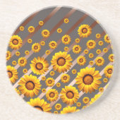 灰色の茶色の花に美しい黄色のストライプ花 コースター (正面)