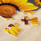 灰色の茶色の花に美しい黄色のストライプ花 ジグソーパズル (側面)