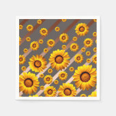 灰色の茶色の花に美しい黄色のストライプ花 スタンダードカクテルナプキン (正面)