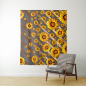 灰色の茶色の花に美しい黄色のストライプ花 タペストリー (インサイチュ)