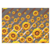 灰色の茶色の花に美しい黄色のストライプ花 テーブルクロス (正面(横))