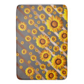 灰色の茶色の花に美しい黄色のストライプ花 バスマット (正面縦)