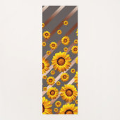 灰色の茶色の花に美しい黄色のストライプ花 ヨガマット (正面)