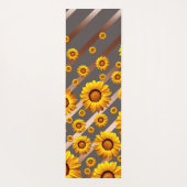 灰色の茶色の花に美しい黄色のストライプ花 ヨガマット (裏面)