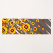 灰色の茶色の花に美しい黄色のストライプ花 ヨガマット (正面(横))