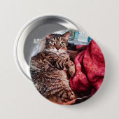 灰色の茶色の黒いテーブルビーキャットラウンジ 缶バッジ (正面&裏面)