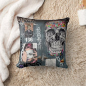 灰色の落書きの枕 クッション (ブランケット)