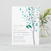 灰色の葉が付いている木の孔雀青愛鳥 招待状 (スタンド正面)