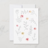 灰色の葉とバラの確認 招待状 (裏面)