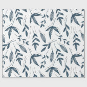 灰色の葉柄 ラッピングペーパー (フラット)