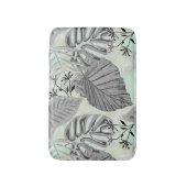 灰色の葉熱帯の花。 バスマット (正面縦)