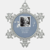 灰色の葬儀記念の記念品 スノーフレークピューターオーナメント (正面)
